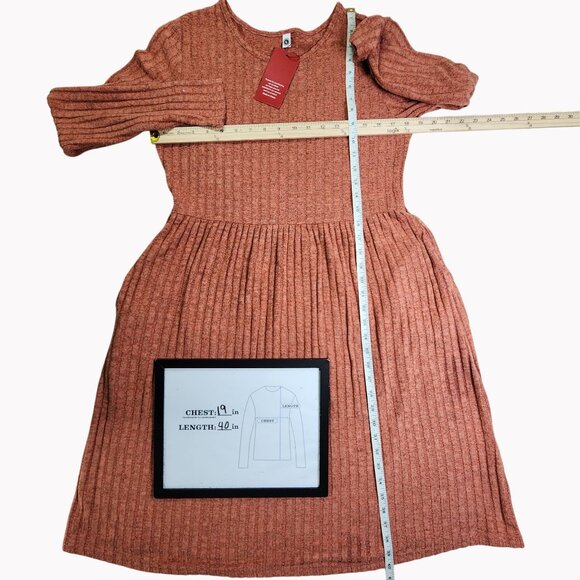 Womens Large ANYJOIN Knit Sweater Dress Long Sleeve Knee Length Pockets NEW - Picture 8 of 10